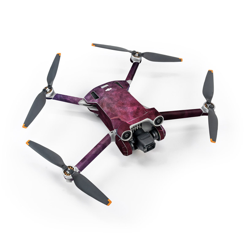 DJI Mini 3 Pro Skin design of Purple, Sky, Red, Violet, Pink, Pattern, Design, Triangle, Line, Magenta with black, red, purple, pink, white colors