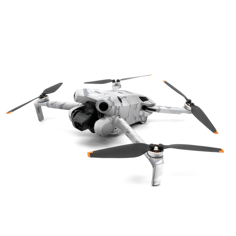 DJI Mini 4 Pro Skin design of Vertebrate, Mammal, Grey, Pattern, Monochrome, Art, Monochrome photography, Rock, Font, Winter, with white, gray colors