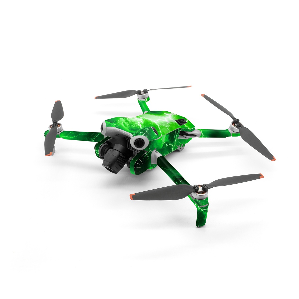 DJI Mini 4 Pro Skin design of Water, Atmosphere, Thunder, Light, Green, Sky, Natural environment, Natural landscape, Electricity, Organism, with black, green colors