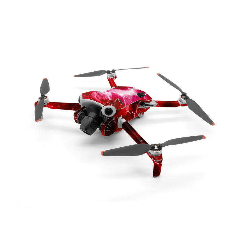 DJI Mini 4 Pro Skin design of Thunder, Atmosphere, Sky, Light, Purple, Lighting, Water, Thunderstorm, Electricity, Pink, with black, red colors