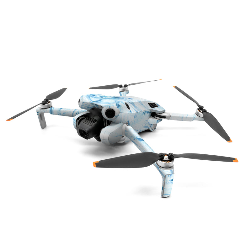 DJI Mini 4 Pro Skin design of Water, Aqua, Wind wave, Drawing, Painting, Wave, Pattern, Art, with blue colors