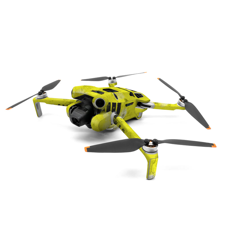 DJI Mini 4 Pro Skin design of Yellow, Green, Font, Pattern, Graphic design, with black, yellow, gray, blue, green colors