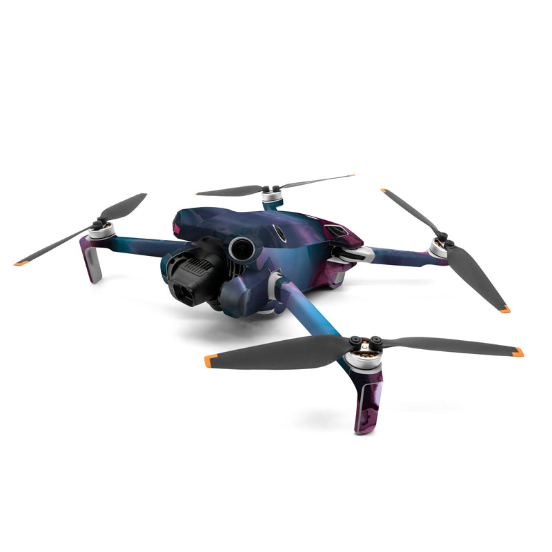 DJI Mini 4 Pro Skin design of Watercolor paint, Purple, Painting, Ice, Magenta, Sky, Art, Cloud, Paint, Modern art, with black, white, purple, blue, red colors