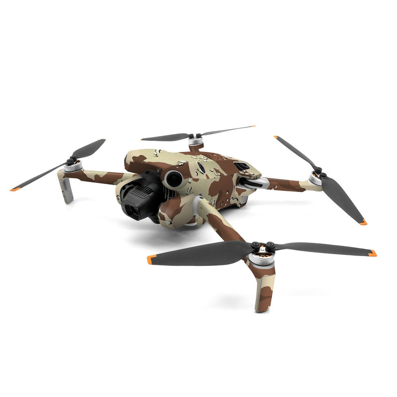 DJI Mini 4 Pro Skin design of Military camouflage, Brown, Pattern, Design, Camouflage, Textile, Beige, Illustration, Uniform, Metal, with gray, red, black, green colors