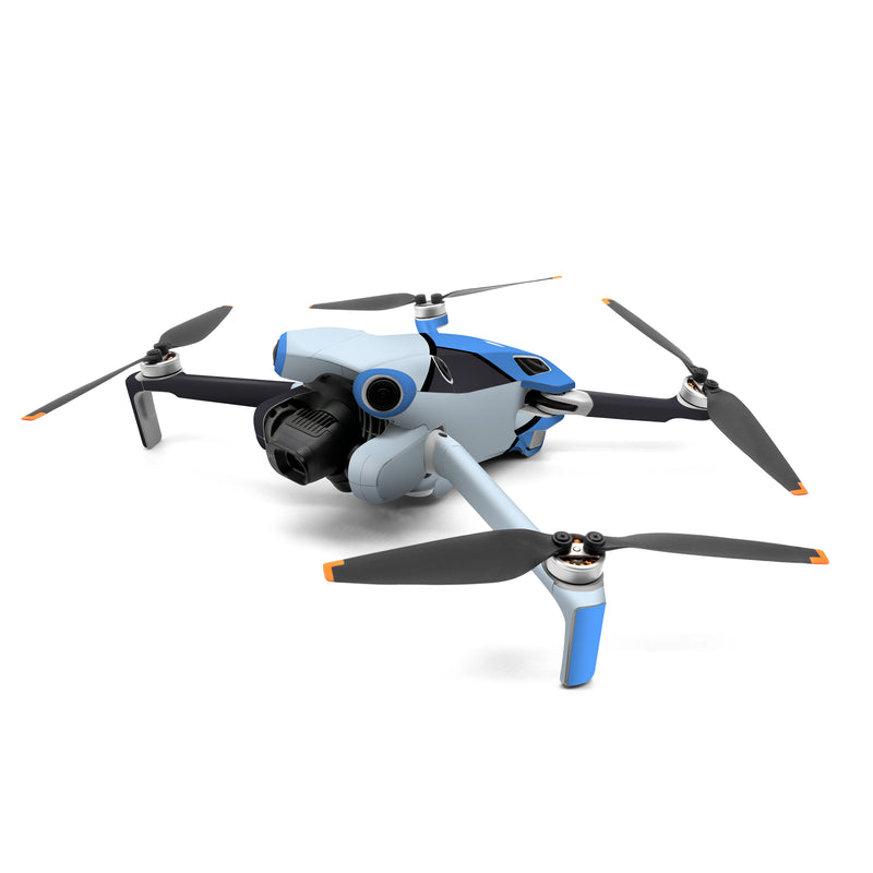 DJI Mini 4 Pro Skin design of Blue, Line, Cobalt blue, Triangle, Azure, Electric blue, Parallel, Symmetry, Font, with blue, gray, black colors