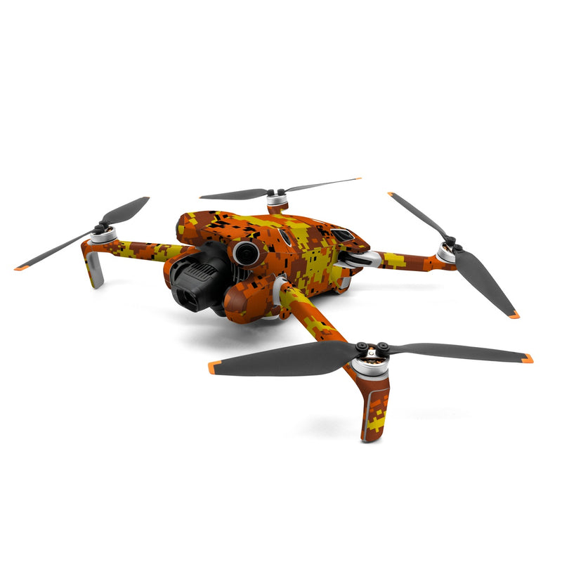 DJI Mini 4 Pro Skin design of Orange, Yellow, Leaf, Tree, Pattern, Autumn, Plant, Deciduous, with red, green, black colors
