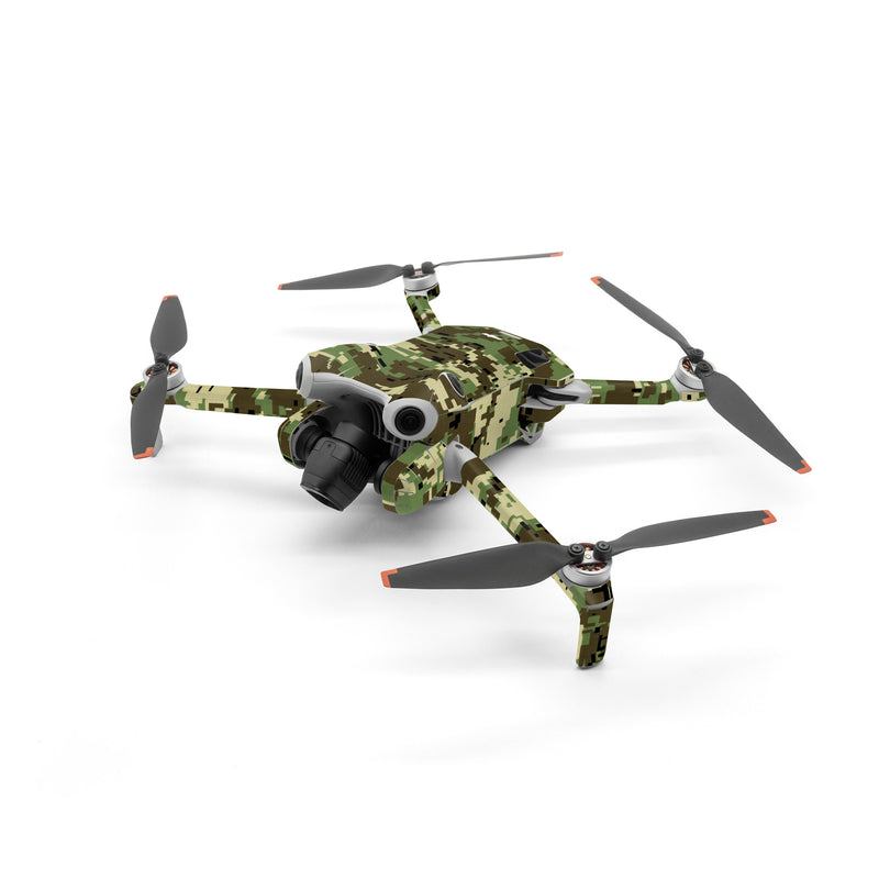 DJI Mini 4 Pro Skin design of Military camouflage, Pattern, Camouflage, Green, Uniform, Clothing, Design, Military uniform, with black, gray, green colors