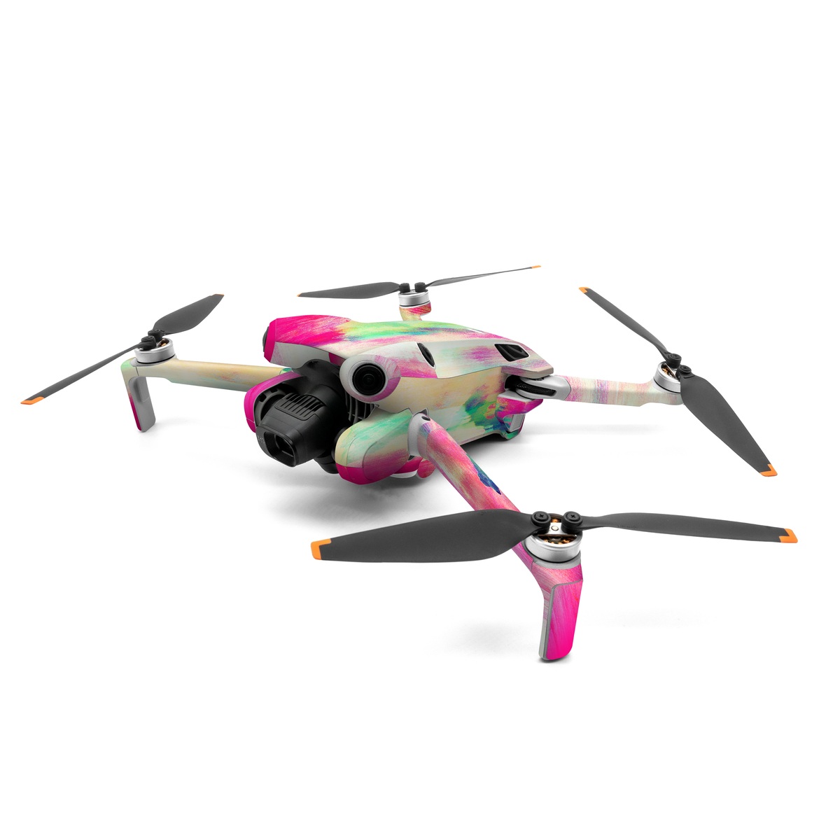DJI Mini 4 Pro Skin design of Pink, Magenta, Art, Watercolor paint, Dye, Visual arts, Pattern, Modern art, Painting, Acrylic paint, with red, white, green colors