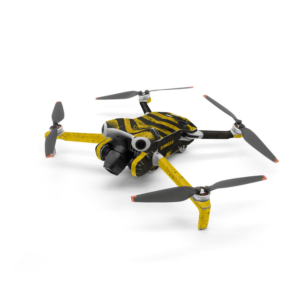 DJI Mini 4 Pro Skin design of Colorfulness, Road surface, Yellow, Rectangle, Asphalt, Font, Material property, Parallel, Tar, Tints and shades, with black, gray, yellow colors