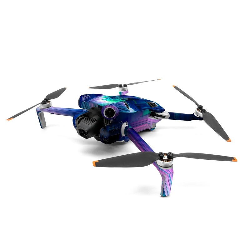 DJI Mini 4 Pro Skin design of Blue, Green, Light, Colorfulness, with blue, purple, pink, white colors