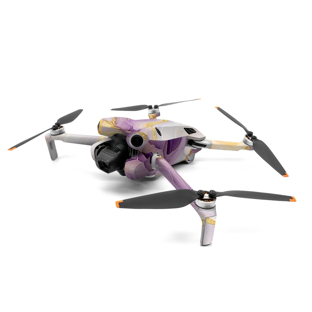 DJI Mini 4 Pro Skin design of Purple, Dishware, Violet, Art, Pattern, Serveware, Painting, Metal, Circle, Ceiling, with purple, white, yellow, orange colors