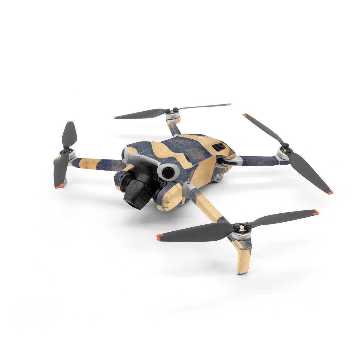 DJI Mini 4 Pro Skin design of Art, Painting, Pattern, Font, Landscape, Dune, Illustration, Aeolian landform, Sand, Visual arts, with blue, brown colors