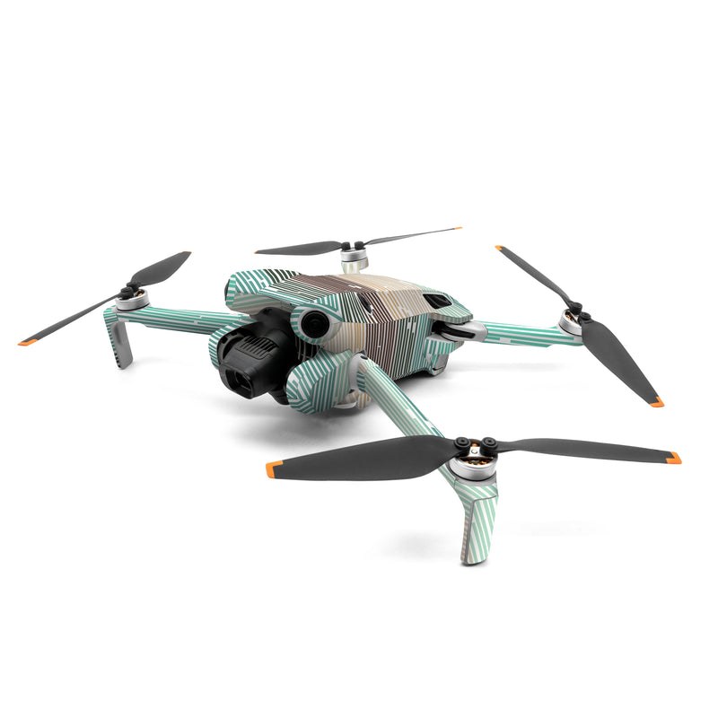 DJI Mini 4 Pro Skin design of Line, Parallel, Pattern, with blue, brown, yellow, orange colors