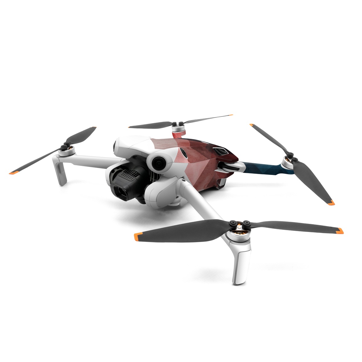 DJI Mini 4 Pro Skin design of Blue, Red, Sky, Pink, Line, Architecture, Font, Graphic design, Colorfulness, Illustration, with red, pink, blue colors