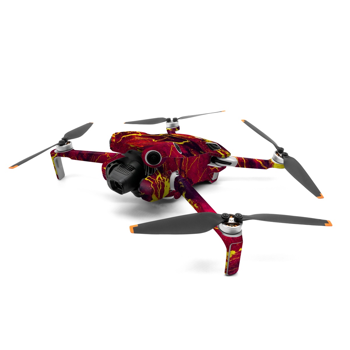DJI Mini 4 Pro Skin design of Red, Purple, Geological phenomenon, Pattern, Fractal art, Art, Fictional character, Graphics, with red, yellow, black colors