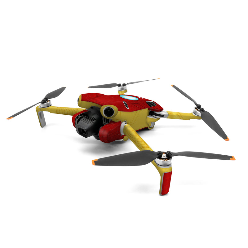 DJI Mini 4 Pro Skin design, with red, yellow, white colors