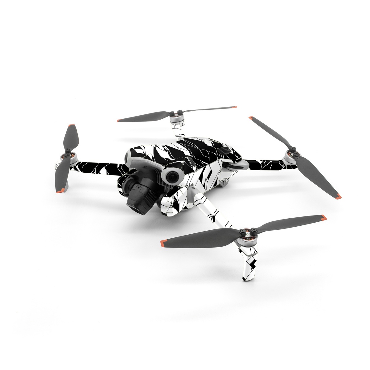 DJI Mini 4 Pro Skin design of Pattern, Black, Black-and-white, Monochrome, Monochrome photography, Line, Design, Parallel, Font, with black, white colors