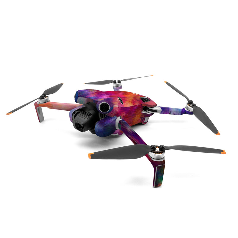 DJI Mini 4 Pro Skin design of Sky, Purple, Pink, Blue, Violet, Painting, Watercolor paint, Lavender, Cloud, Art, with red, blue, purple, orange, green colors