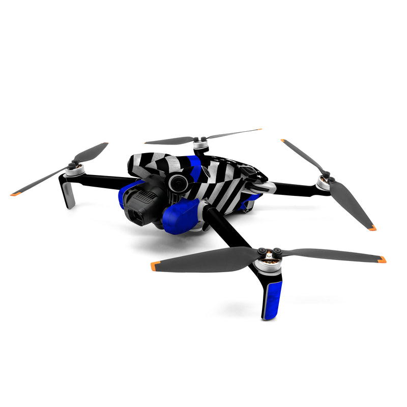 DJI Mini 4 Pro Skin design of Flag of the united states, Flag, Cobalt blue, Pattern, Line, Black-and-white, Design, Monochrome, Electric blue, Parallel, with black, white, gray, blue colors