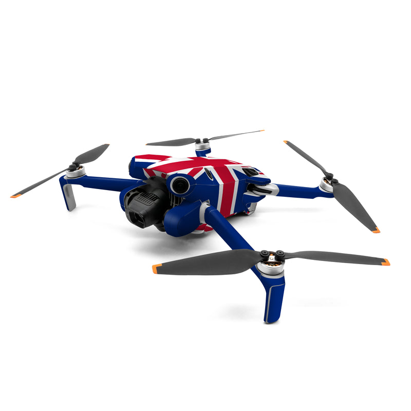 DJI Mini 4 Pro Skin design of Flag, Red, Line, Electric blue, Design, Font, Pattern, Parallel, Flag Day (USA), with red, white, blue colors