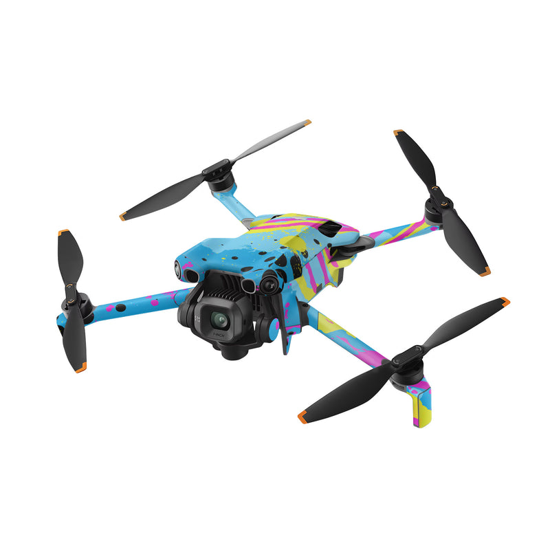 DJI Mini 5 Pro Skin design of Blue, Colorfulness, Graphic design, Pattern, Water, Line, Design, Graphics, Illustration, Visual arts, with blue, black, yellow, pink colors
