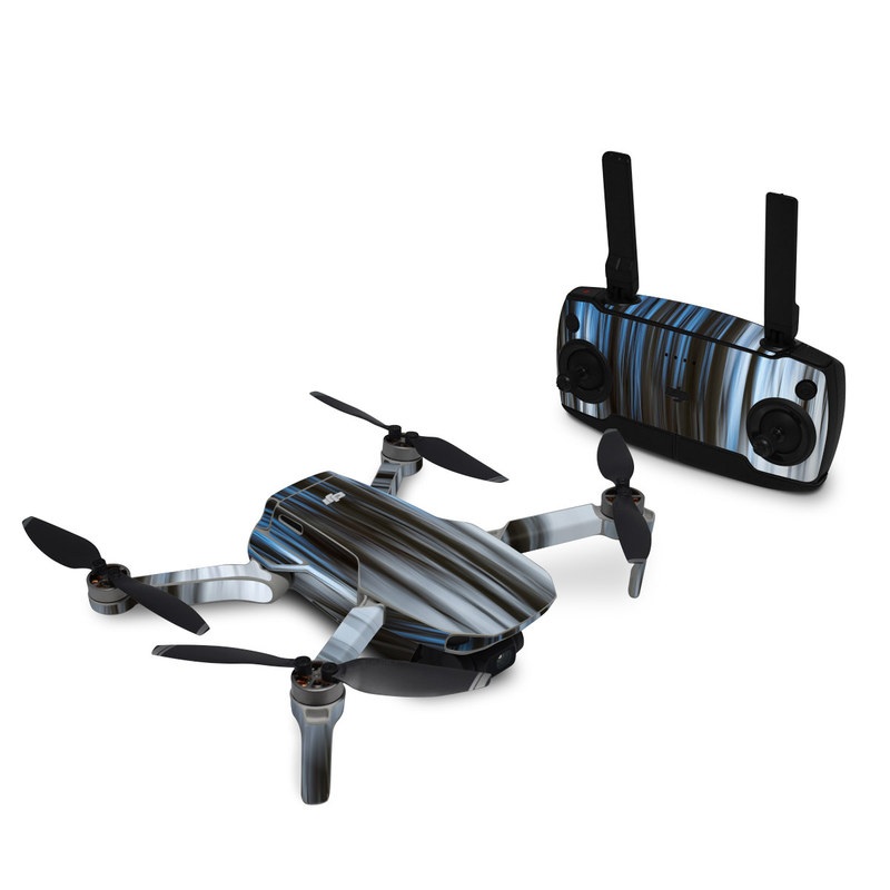 DJI Mavic Mini Skin design of Water, Blue, Natural environment, Tree, Forest, Line, Waterfall, Plant, Black-and-white, Reflection, with black, white, blue colors