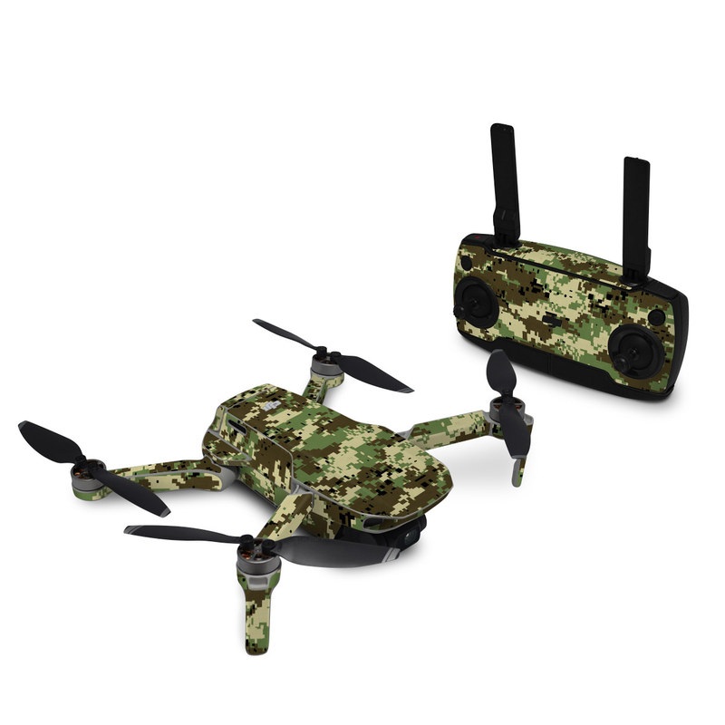 DJI Mavic Mini Skin design of Military camouflage, Pattern, Camouflage, Green, Uniform, Clothing, Design, Military uniform, with black, gray, green colors