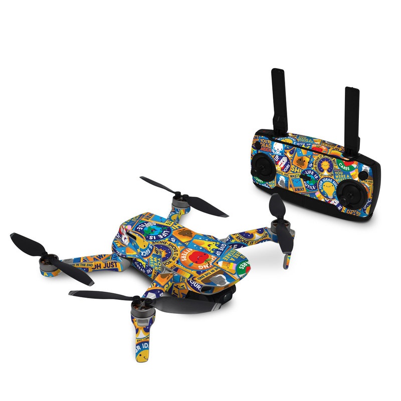 DJI Mavic Mini Skin design of Pattern, Visual arts, Design, Art, Mosaic, Psychedelic art, with blue, yellow, orange, white, green, red, gray colors