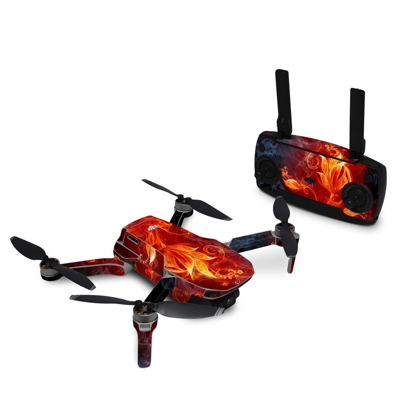 DJI Mavic Mini Skin design of Flame, Fire, Heat, Red, Orange, Fractal art, Graphic design, Geological phenomenon, Design, Organism, with black, red, orange colors