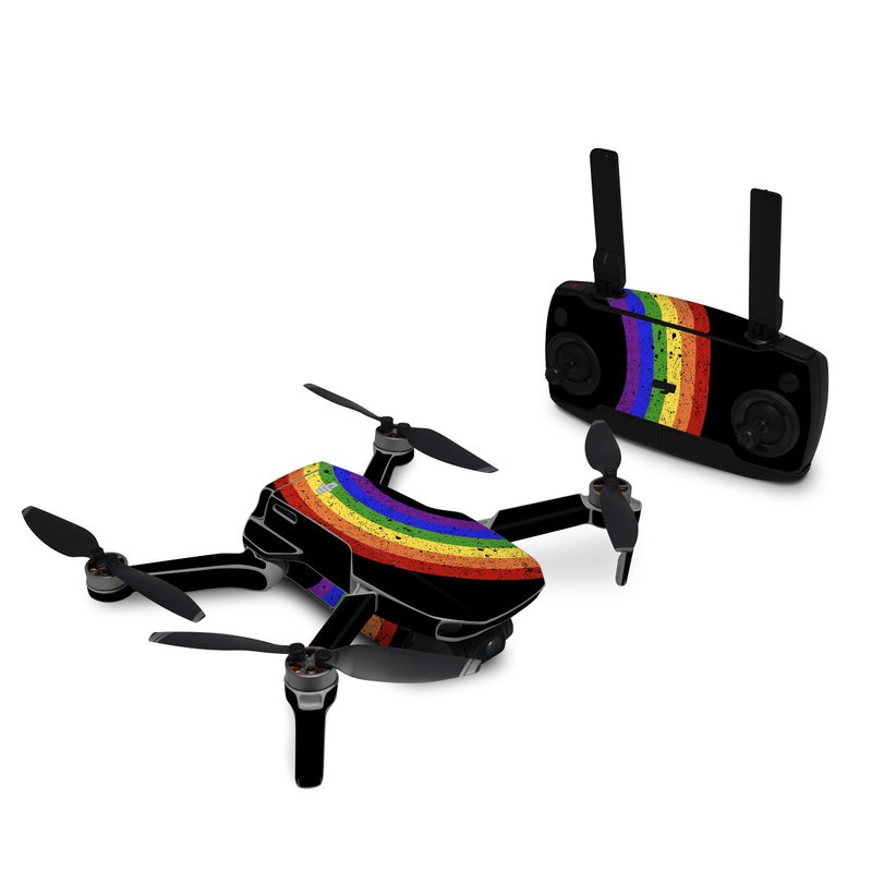 DJI Mavic Mini Skin design of Colorfulness, Circle, Graphics, Art, with black, blue, purple, green, yellow, orange, red colors