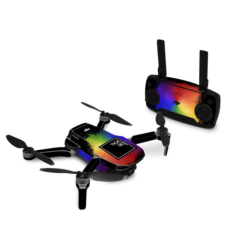 DJI Mavic Mini Skin design of Text, Font, Sky, Graphic design, Line, Illustration, Logo, Graphics, Night, Space, with black, white, blue, purple, green, yellow, orange, red colors