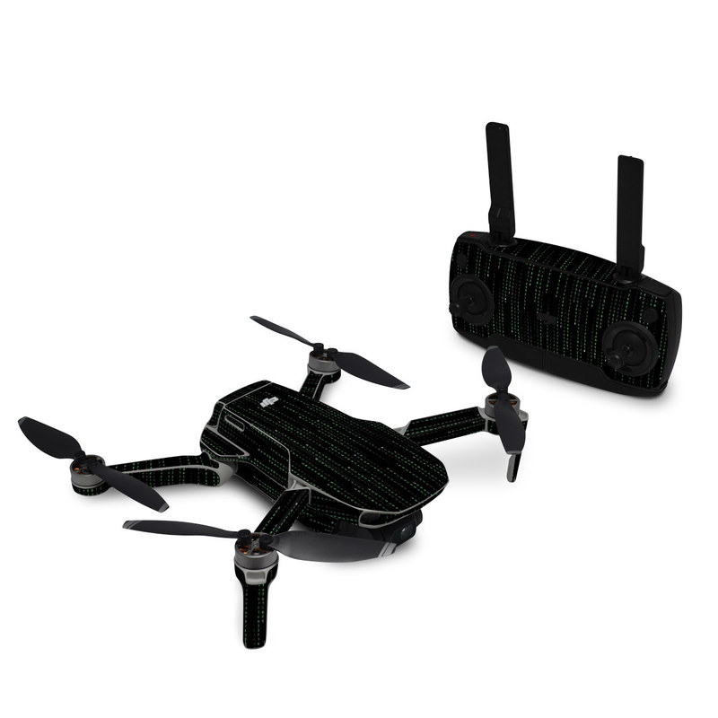 DJI Mavic Mini Skin design of Green, Black, Pattern, Symmetry, with black colors