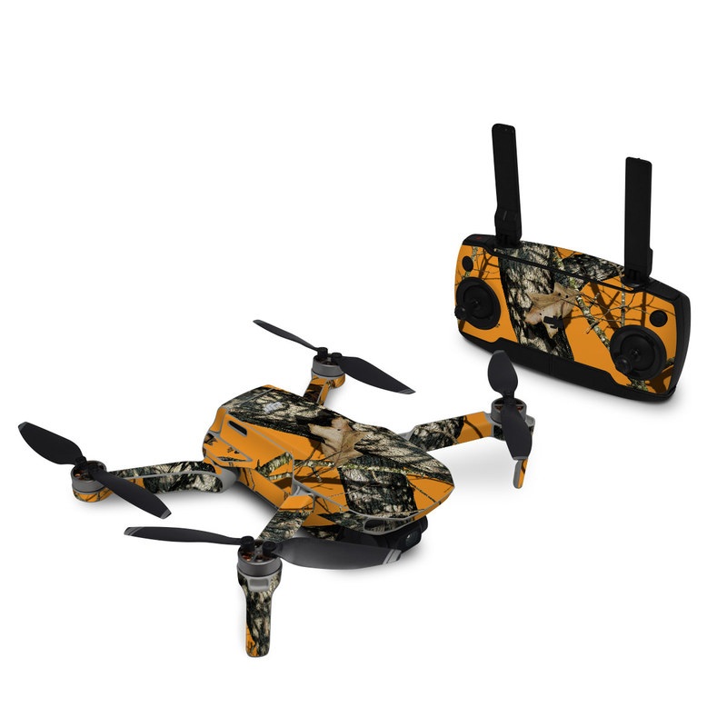 DJI Mavic Mini Skin design of Tree, Branch, Canoe birch, Woody plant, Plant, Leaf, Adaptation, Wildlife, Trunk, Birch family, with green, black, gray, red colors
