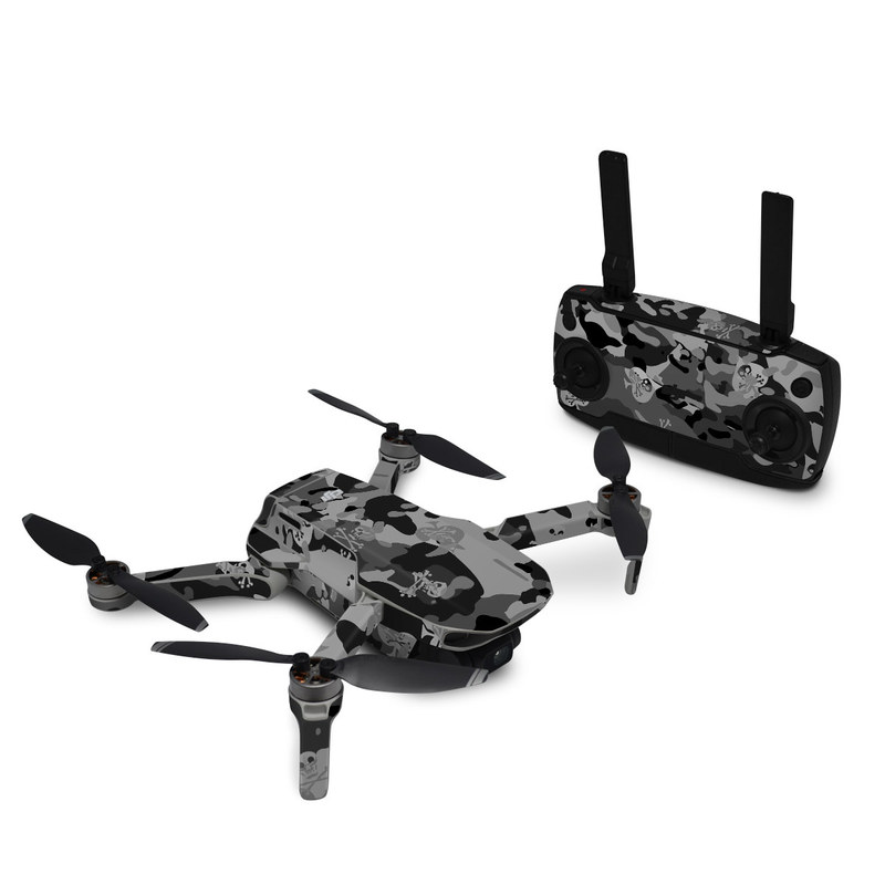 DJI Mavic Mini Skin design of Military camouflage, Pattern, Design, Camouflage, Illustration, Uniform, Black-and-white, Wallpaper, Art, with black, gray colors