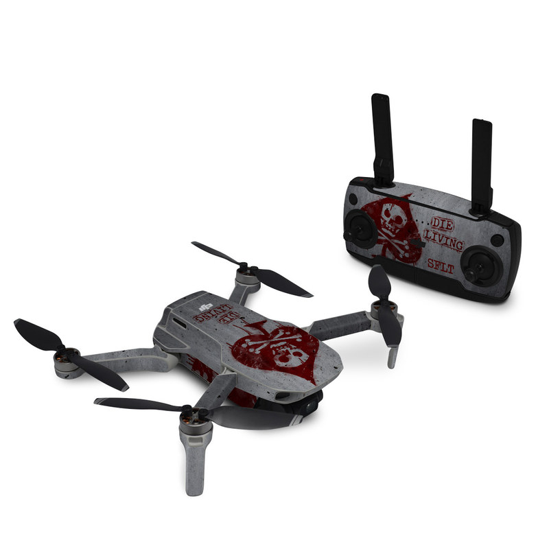 DJI Mavic Mini Skin design of Red, Street art, Art, Font, Wall, Graffiti, Visual arts, Illustration, Graphics, Logo, with gray, red colors