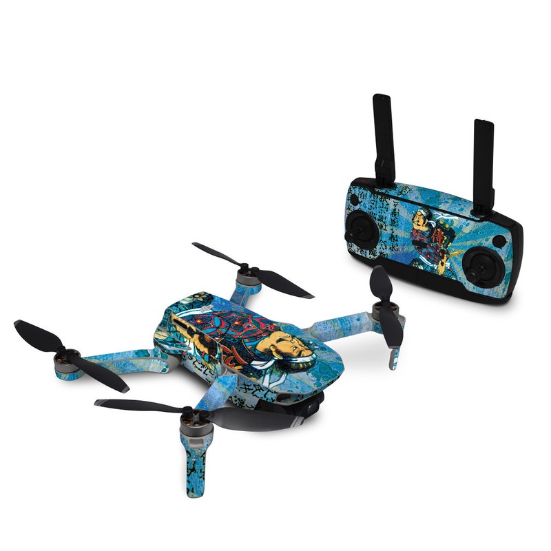 DJI Mavic Mini Skin design of Art, Illustration, Painting, with blue, black, gray, green, red colors