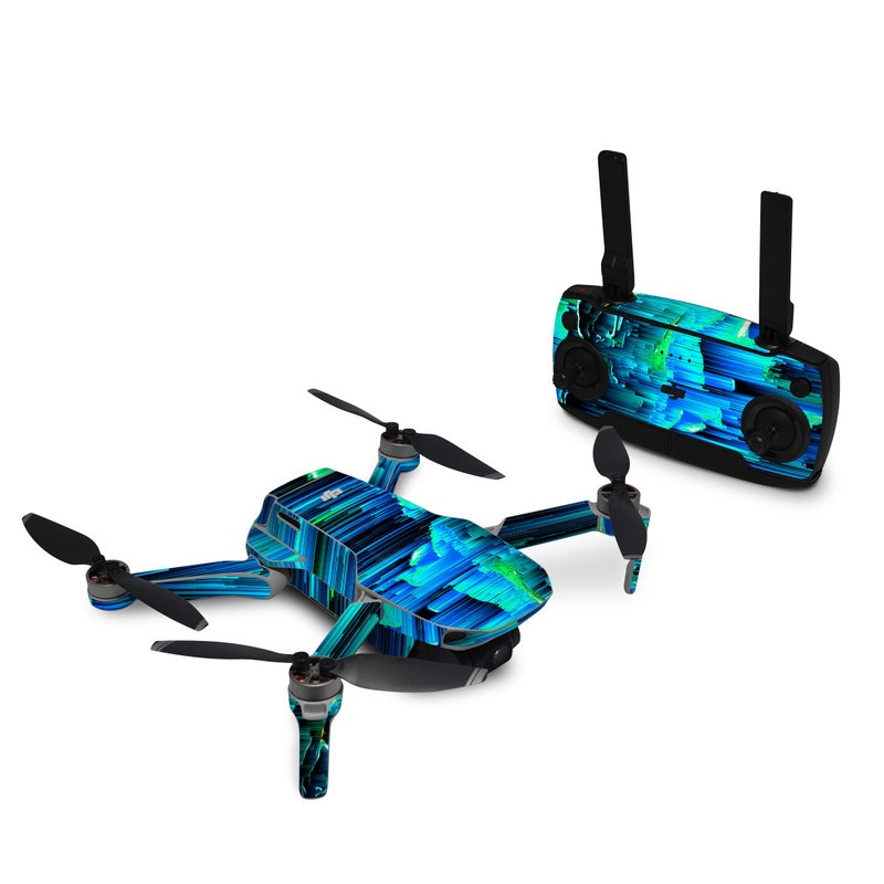 DJI Mavic Mini Skin design of Blue, Green, Turquoise, Light, Colorfulness, Electric blue, with blue, green, black, white colors