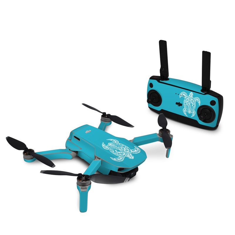 DJI Mavic Mini Skin design of Sea turtle, Turtle, Green sea turtle, Reptile, Illustration, with blue, white colors