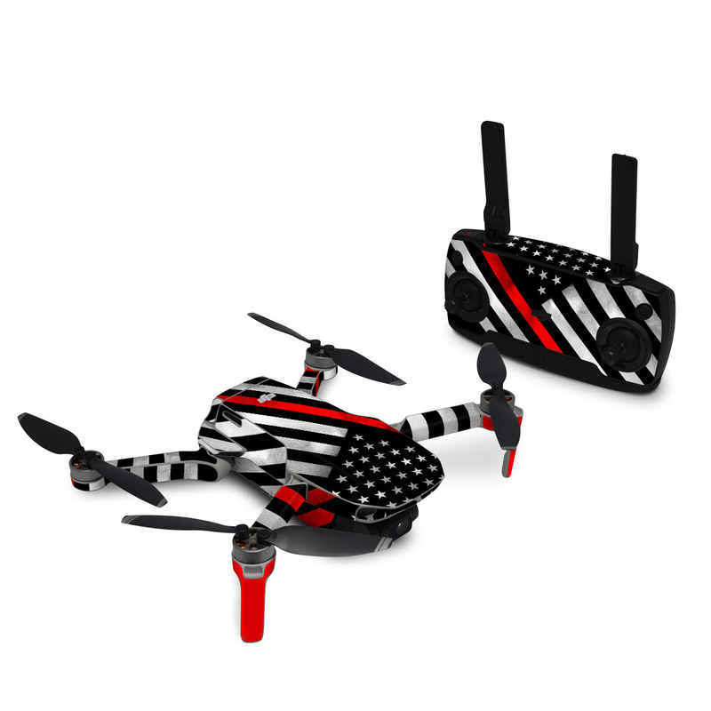 DJI Mavic Mini Skin design of Flag of the united states, Flag, Line, Black-and-white, Pattern, Flag Day (USA), Veterans day, Independence day, Memorial day, with black, white, gray, red colors