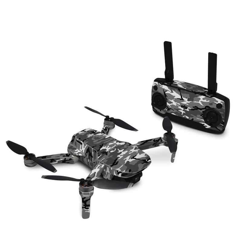 DJI Mavic Mini Skin design of Military camouflage, Pattern, Clothing, Camouflage, Uniform, Design, Textile, with black, gray colors