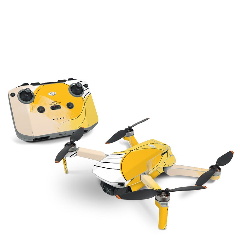 DJI Mini 2 Skin design of Yellow, Line, Illustration, Graphics, with white, black, brown, yellow colors