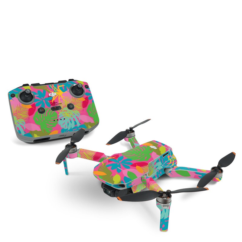 DJI Mini 2 Skin design of Organism, Pink, Rectangle, Magenta, Aqua, Art, Symmetry, Pattern, Painting, Electric blue, with pink, green, blue, yellow, orange, red colors