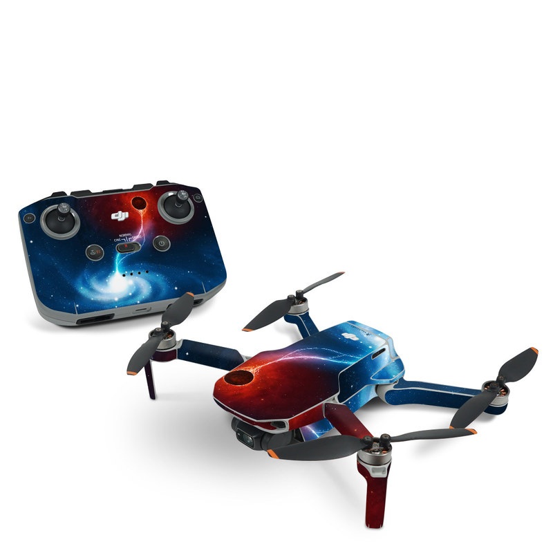 DJI Mini 2 Skin design of Outer space, Atmosphere, Astronomical object, Universe, Space, Sky, Planet, Astronomy, Celestial event, Galaxy, with blue, red, black colors