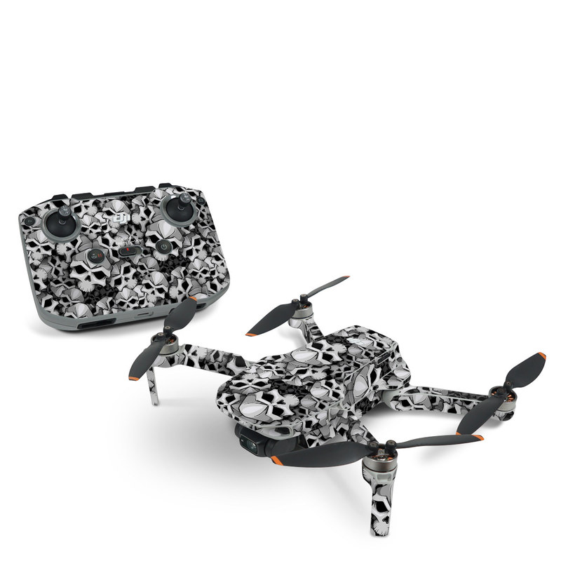 DJI Mini 2 Skin design of Pattern, Black-and-white, Monochrome, Ball, Football, Monochrome photography, Design, Font, Stock photography, Photography, with gray, black colors