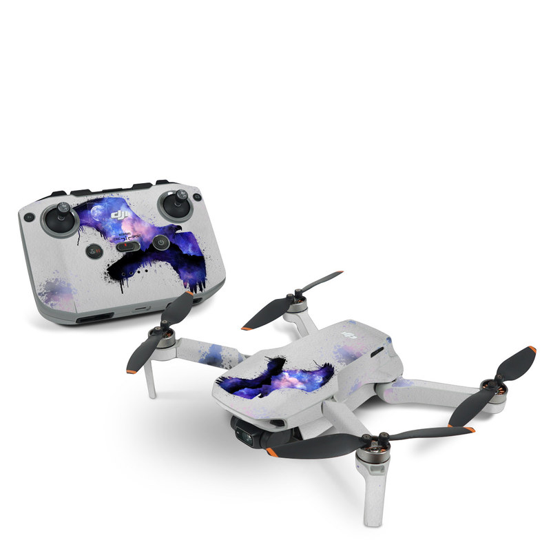 DJI Mini 2 Skin design of Blue, Watercolor paint, Purple, Water, Graphic design, Illustration, Art, Ink, Painting, Electric blue, with gray, white, blue, black, purple colors