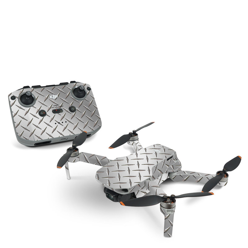DJI Mini 2 Skin design of Pattern, Metal, Line, Design, Steel, Parallel, Tile, Beige, Flooring, with gray colors