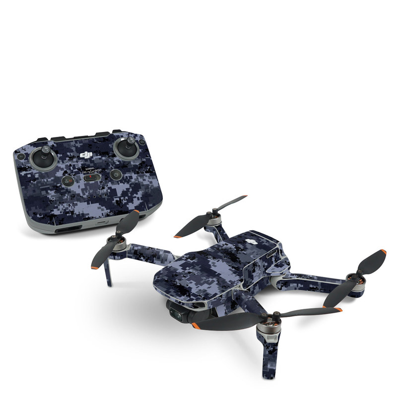 DJI Mini 2 Skin design of Military camouflage, Black, Pattern, Blue, Camouflage, Design, Uniform, Textile, Black-and-white, Space, with black, gray, blue colors