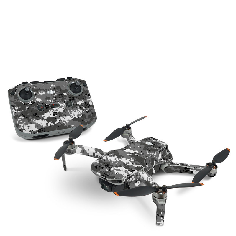 DJI Mini 2 Skin design of Military camouflage, Pattern, Camouflage, Design, Uniform, Metal, Black-and-white, with black, gray colors