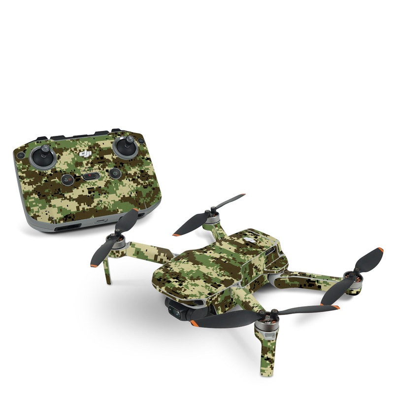 DJI Mini 2 Skin design of Military camouflage, Pattern, Camouflage, Green, Uniform, Clothing, Design, Military uniform, with black, gray, green colors