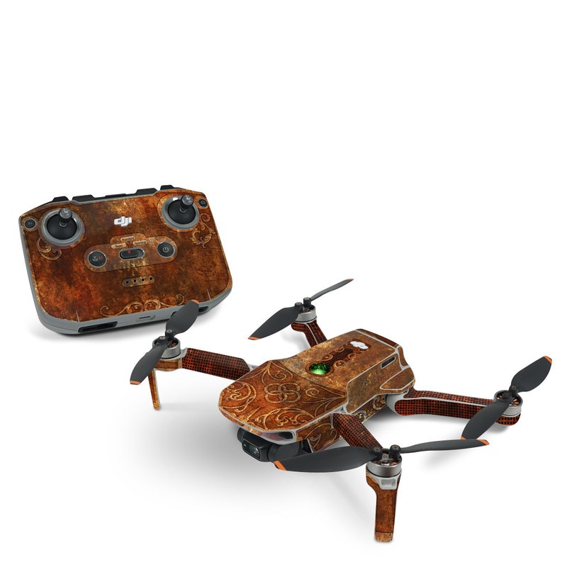 DJI Mini 2 Skin design, with brown, red, yellow, green, orange colors